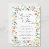 Invitation Fête des mariées Fleur sauvage couleur aquarelle (Devant)