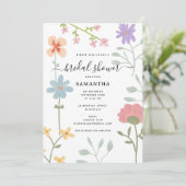 Invitation Fête des mariées Fleur sauvage d'aquarelle (Debout devant)