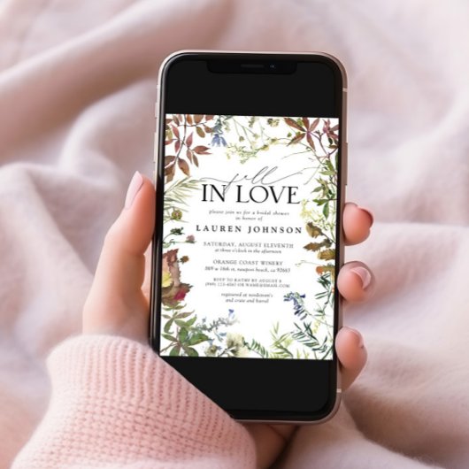 Invitation Fête des mariées Fleur sauvage d'aquarelle Fall In