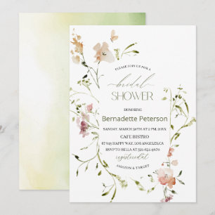 Invitation Fête des mariées Fleur sauvage d'aquarelle légère