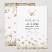 Invitation Fête des mariées Fleur sauvage d'aquarelle papillo (Devant / Derrière)