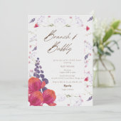 Invitation Fête des mariées Fleur sauvage de Brunch aquarelle (Debout devant)