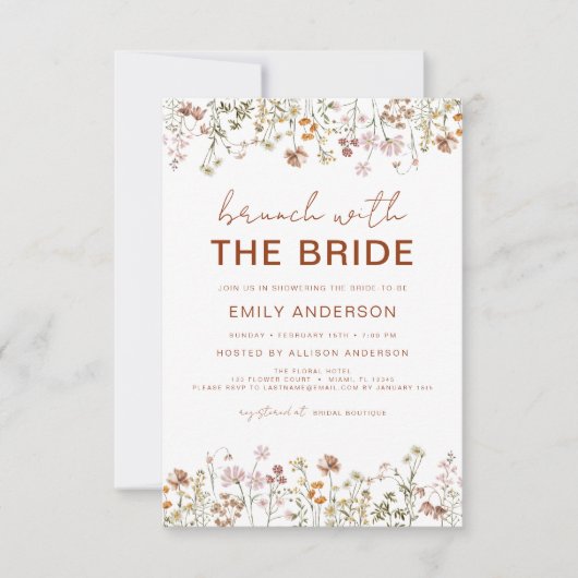 Invitation Fête des mariées Fleur sauvage de code QR Brunch P (Devant)