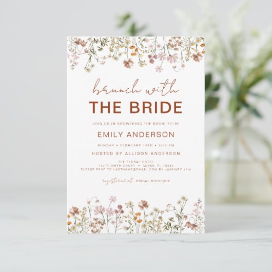 Invitation Fête des mariées Fleur sauvage de code QR Brunch P (Debout devant)