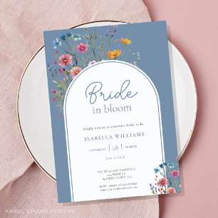 Invitation Fête des mariées Fleur sauvage de couleur aquarell