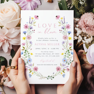 Invitation Fête des mariées Fleur sauvage de jardin boho roma