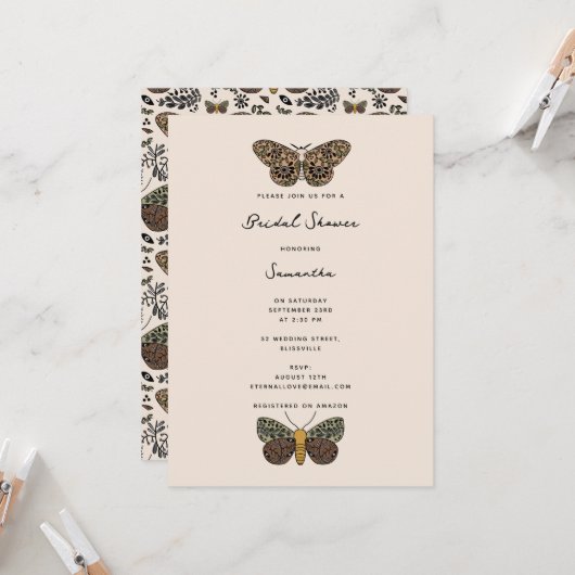 Invitation Fête des mariées Fleur sauvage de la teigne de Boh (Devant/Arrière en situation)