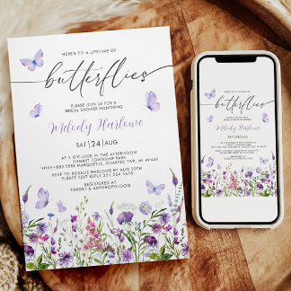 Invitation Fête des mariées Fleur sauvage de la vie des papil