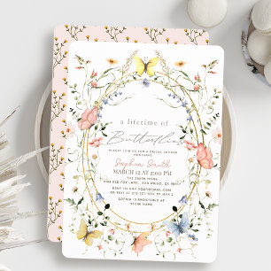 Invitation Fête des mariées Fleur sauvage de la vie des papil