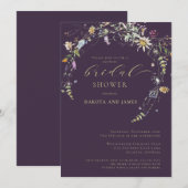 Invitation Fête des mariées fleur sauvage des couples de prun (Devant / Derrière)