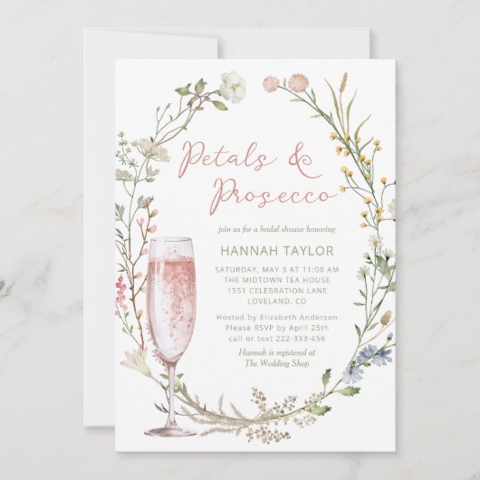 Invitation Fête des mariées Fleur sauvage des pétales et du m (Devant)