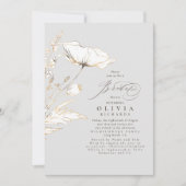 Invitation Fête des mariées Fleur sauvage d'or gris clair chi (Devant)