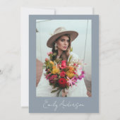 Invitation Fête des mariées Fleur sauvage Dusty Blue Boho Pho (Dos)