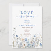 Invitation Fête des mariées Fleur sauvage Dusty Blue Pastel (Devant)