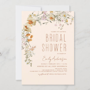 Invitation Fête des mariées Fleur sauvage en terre cuite Boho