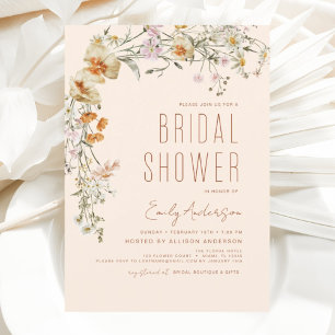 Invitation Fête des mariées Fleur sauvage en terre cuite Boho