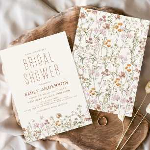 Invitation Fête des mariées Fleur sauvage en terre cuite Boho