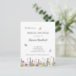 Invitation Fête des mariées fleur sauvage et papillons