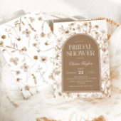 Invitation Fête des mariées fleur sauvage Floral beige