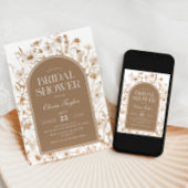 Invitation Fête des mariées fleur sauvage Floral beige