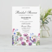 Invitation Fête des mariées fleur sauvage lavande rose violet (Debout devant)