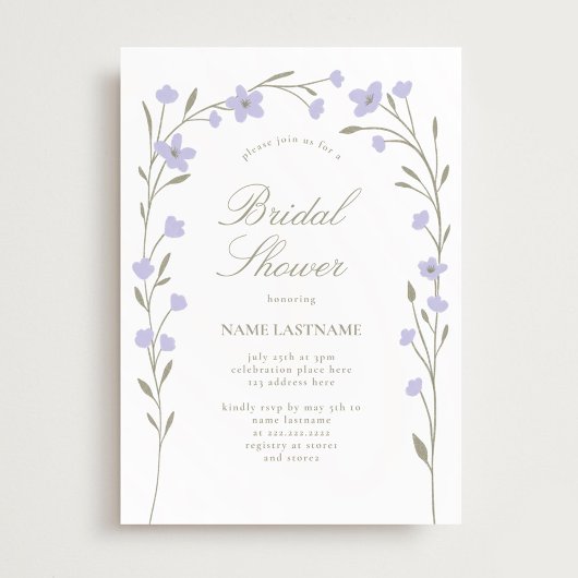 Invitation Fête des mariées Fleur sauvage Lavender simple