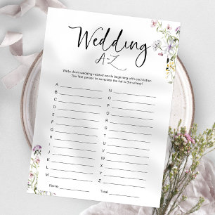 Invitation Fête des mariées fleur sauvage Mariage A-Z Jeu
