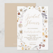 Invitation Fête des mariées Fleur sauvage moderne imprimé ou  (Devant / Derrière)