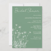 Invitation Fête des mariées Fleur sauvage moderne Sage vert e (Devant)