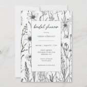 Invitation Fête des mariées Fleur sauvage noire et blanche (Devant)