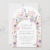 Invitation Fête des mariées Fleur sauvage papillon (Devant)