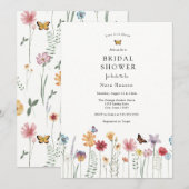 Invitation Fête des mariées Fleur sauvage papillon et florais (Devant / Derrière)