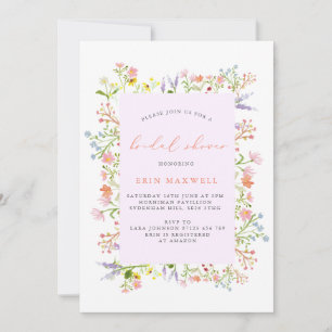 Invitation Fête des mariées Fleur sauvage Pastel Rustic