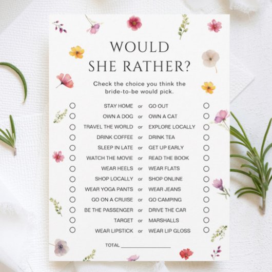 Invitation Fête des mariées fleur sauvage préférerait-elle la