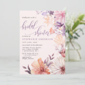 Invitation Fête des mariées Fleur sauvage Romantique Violet E (Debout devant)