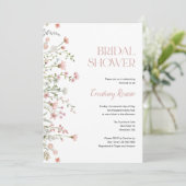 Invitation Fête des mariées Fleur sauvage rose (Debout devant)