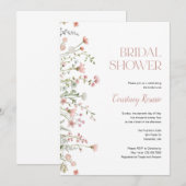 Invitation Fête des mariées Fleur sauvage rose (Devant / Derrière)