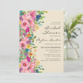 Invitation Fête des mariées Fleur sauvage rose bleu jaune (Debout devant)