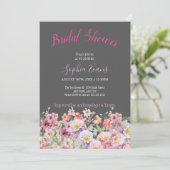Invitation Fête des mariées Fleur sauvage rose et violet rust (Debout devant)