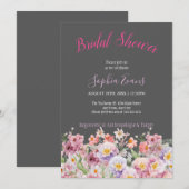 Invitation Fête des mariées Fleur sauvage rose et violet rust (Devant / Derrière)