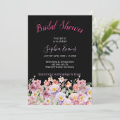 Invitation Fête des mariées Fleur sauvage rose et violet rust (Debout devant)
