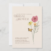 Invitation Fête des mariées Fleur sauvage rose jaune (Devant)