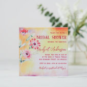 Invitation Fête des mariées Fleur sauvage rouge aquarelle (Debout devant)