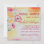 Invitation Fête des mariées Fleur sauvage rouge aquarelle (Devant)