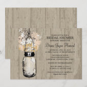 Invitation Fête des mariées Fleur sauvage Rustic Wood Mason J (Devant / Derrière)