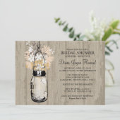 Invitation Fête des mariées Fleur sauvage Rustic Wood Mason J (Debout devant)