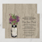 Invitation Fête des mariées Fleur sauvage Rustic Wood Mason J (Devant / Derrière)