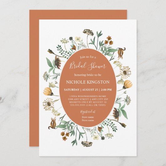 Invitation Fête des mariées Fleur sauvage Rustique d'automne (Devant / Derrière)
