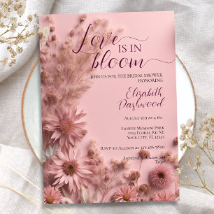 Invitation Fête des mariées Fleur sauvage séchée de Boho rose
