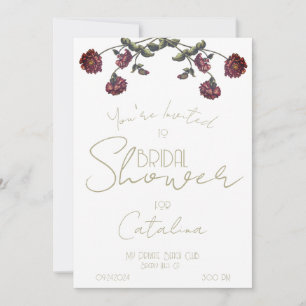 Invitation Fête des mariées Fleur sauvage vintage Sage blanc